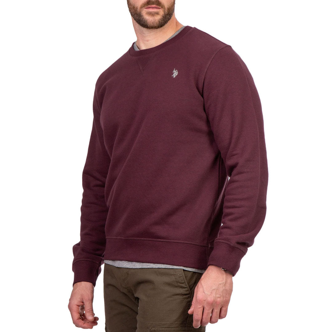 polo asn mens crew neck burgundy sweat shirt for winter