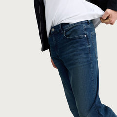 FF Straight fit stretchable greenish blue jeans for men