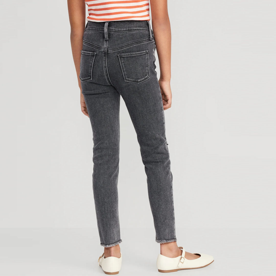 old navy stretchable faded black knees ripped jeans for girls