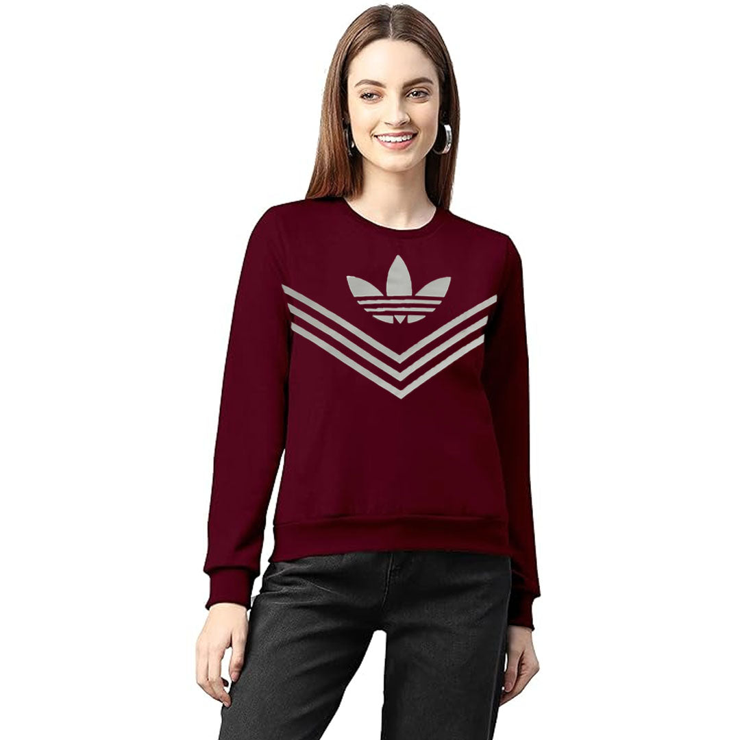 addi full sleeve polyester maroon sweat shirt for women