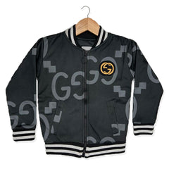 gg embraided kids dark grey zipper jacket for winter