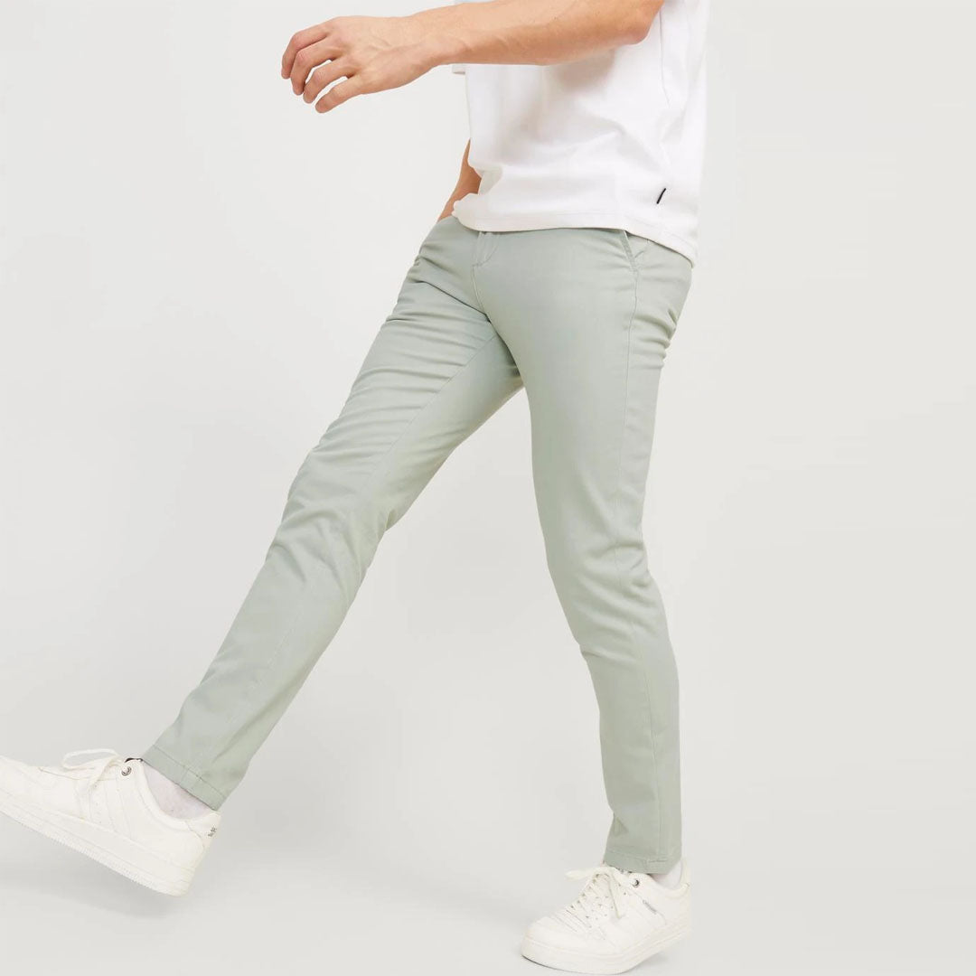 JJ slim fit stretchable sea green cotton chino pant for men