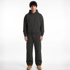 ZR drop shoulder / baggy unisex cotton dark grey tracksuit for winter