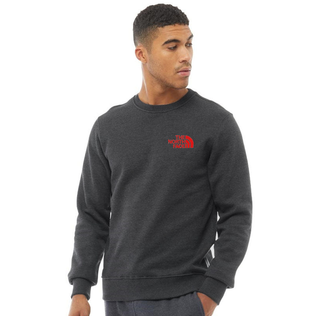 nrth face crew neck dark grey winter fleece sweat shirt for men