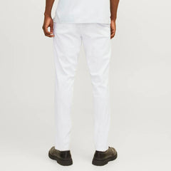 JJ slim fit stretchable white cotton chino pant for men