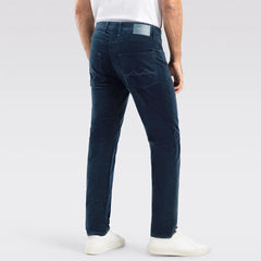 MC modren fit stretchable navy blue corduroy jeans for men