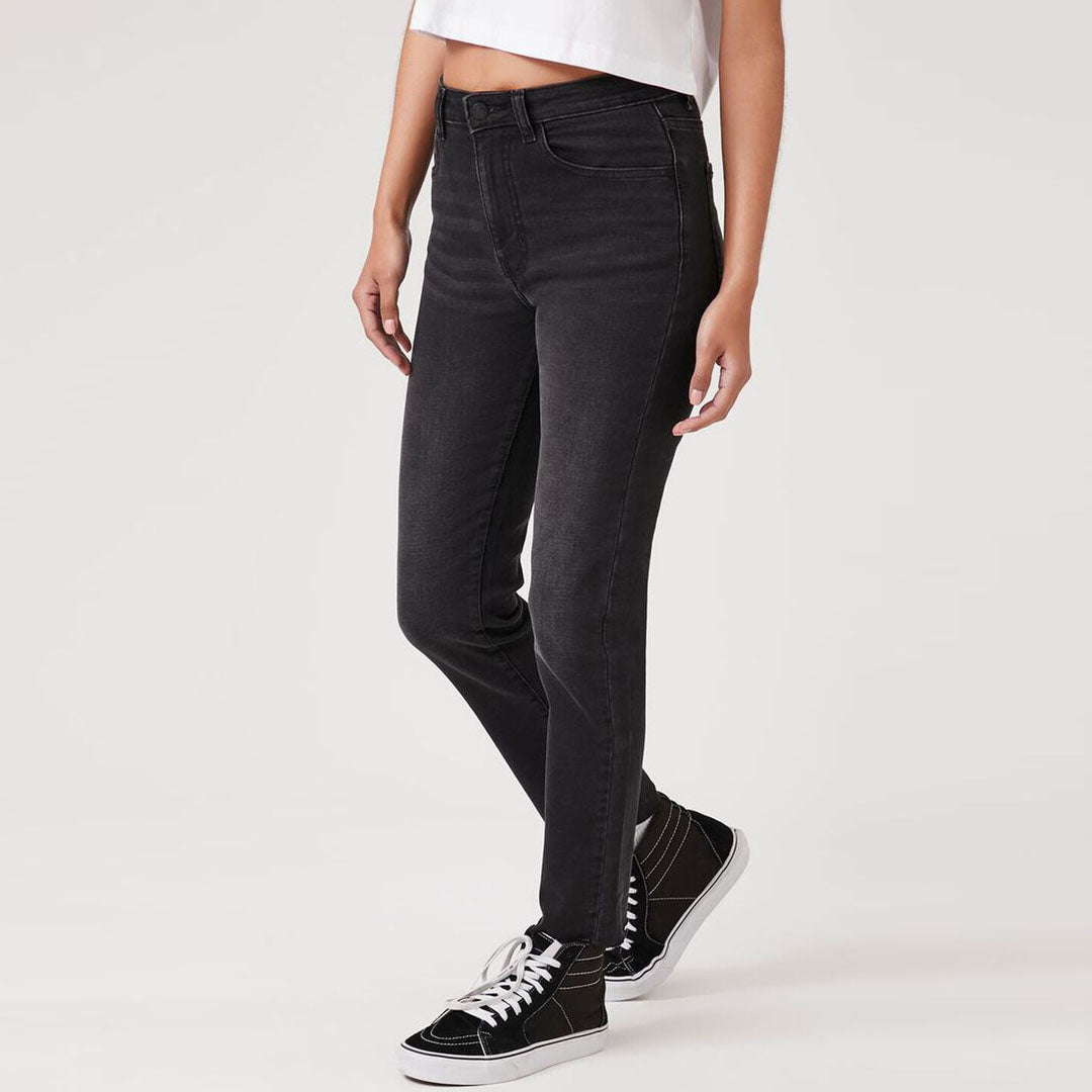 forevr slim mom faded black jeans for women