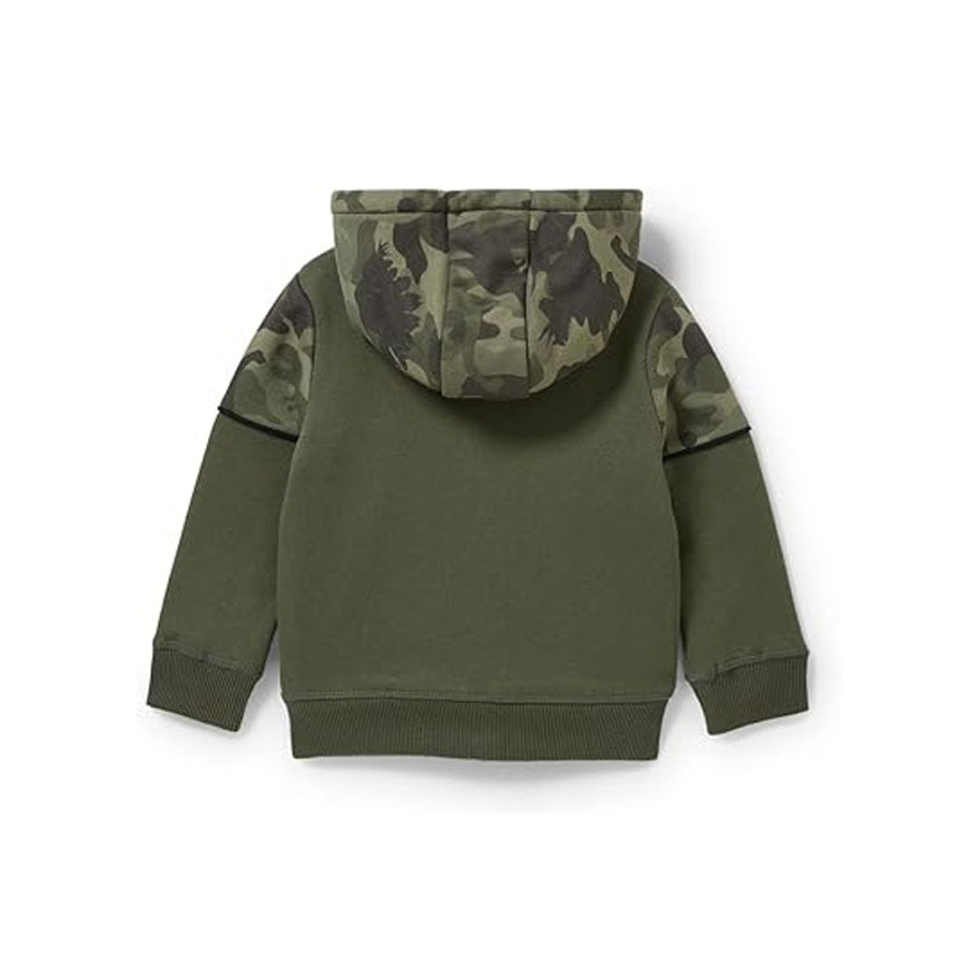 CA wave sherpa green camouflage zipper hoodies for boys & girls