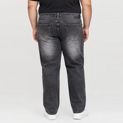 Tu plus size straight fit stretchable faded black randome wash jeans for men