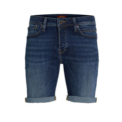 jack & jone regular fit stretchable mid blue denim short for men