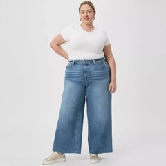 FF extra wide leg high rise stretchable blue jeans for women