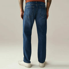 FF Straight fit stretchable mid blue jeans for men