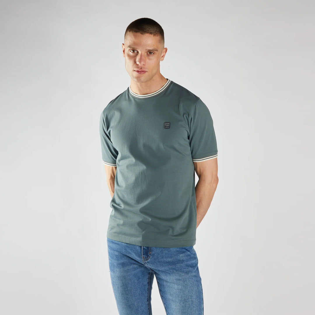 desel contrast crew neck green tee shirt for men