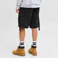 jack & jone 6 pocket cargo relax fit black cotton short for men