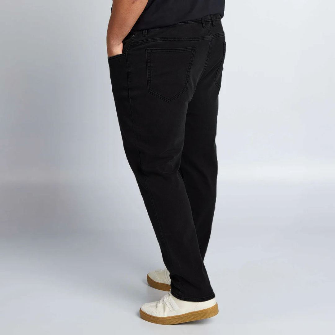 kibi slim fit stretchable black cotton jeans plus size for men