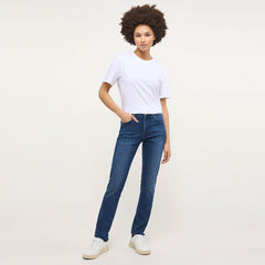 mstang relaxed slim stretchable dark blue jeans