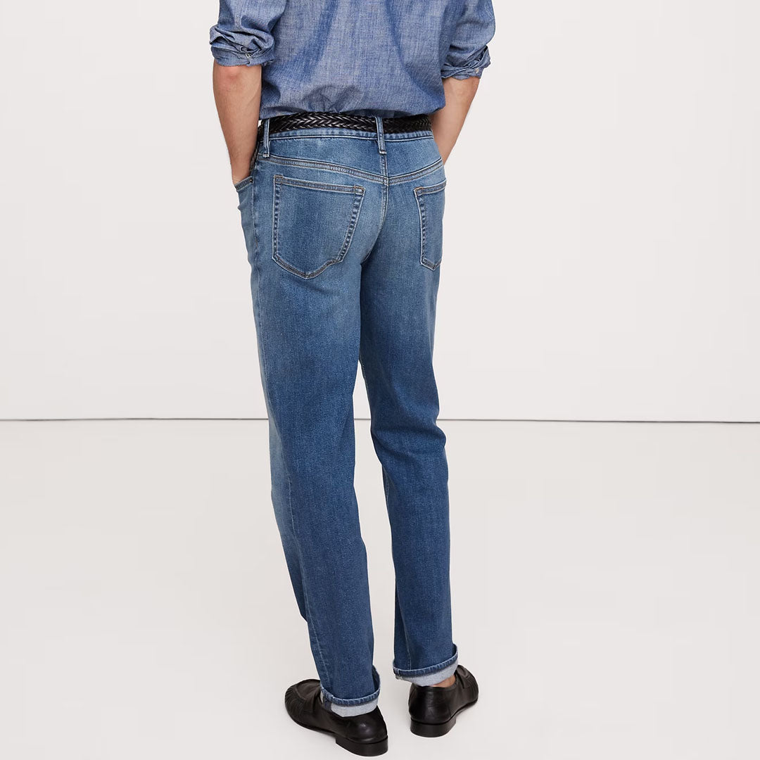 BR Slim fit stretchable mid blue jeans for men