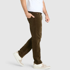 MC modren fit stretchable light brown corduroy jeans for men