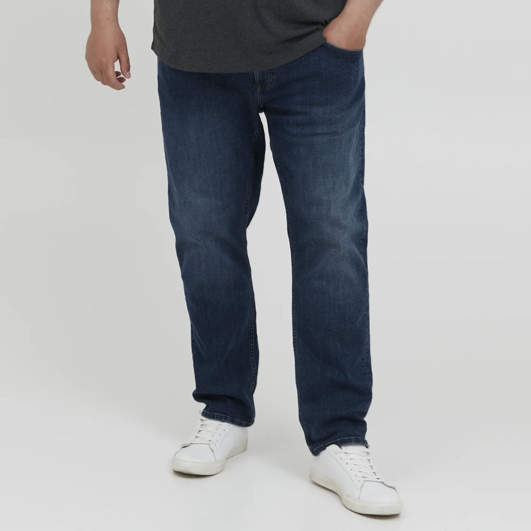 Tu plus size straight fit stretchable dark faded blue jeans for men