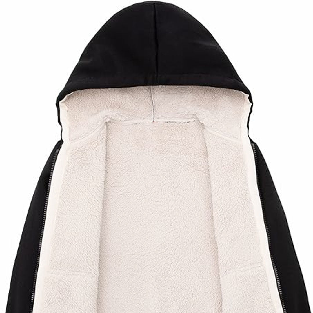 quck slvr wave sherpa black zipper hoodies for boys & girls