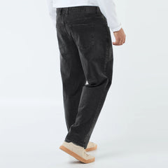 MS plus size straight fit faded black jeans for men