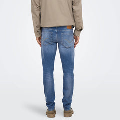 on-ly slim fit stretchable bright blue jeans for men