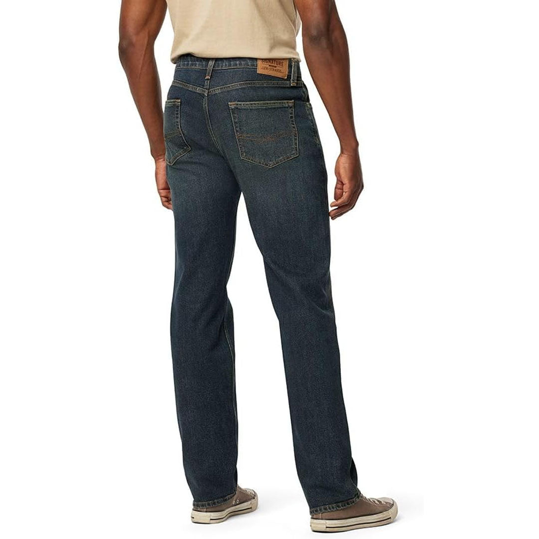 sigture comfort flex regular fit greenish blue jeans for men