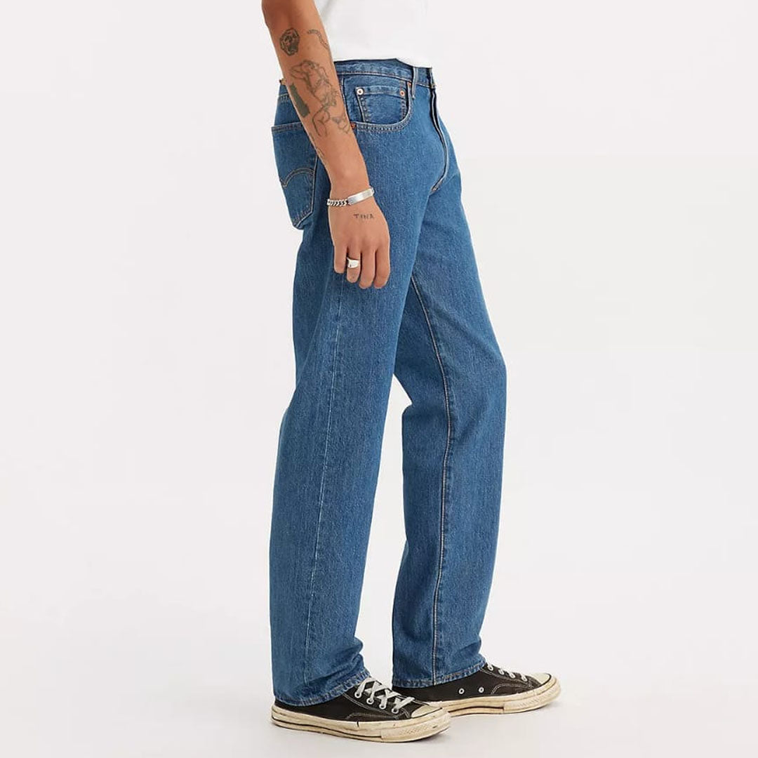 Lvs 501 original/Straight fit Non-stretchable mid blue jeans for men