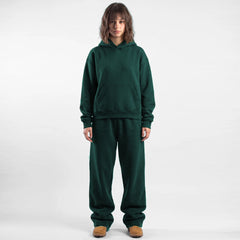 ZR drop shoulder / baggy unisex cotton green tracksuit for winter