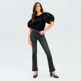 francmna slim bootcut stretchable faded black jeans for women