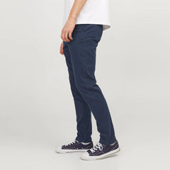 JJ slim fit stretchable navy blue cotton chino pant for men