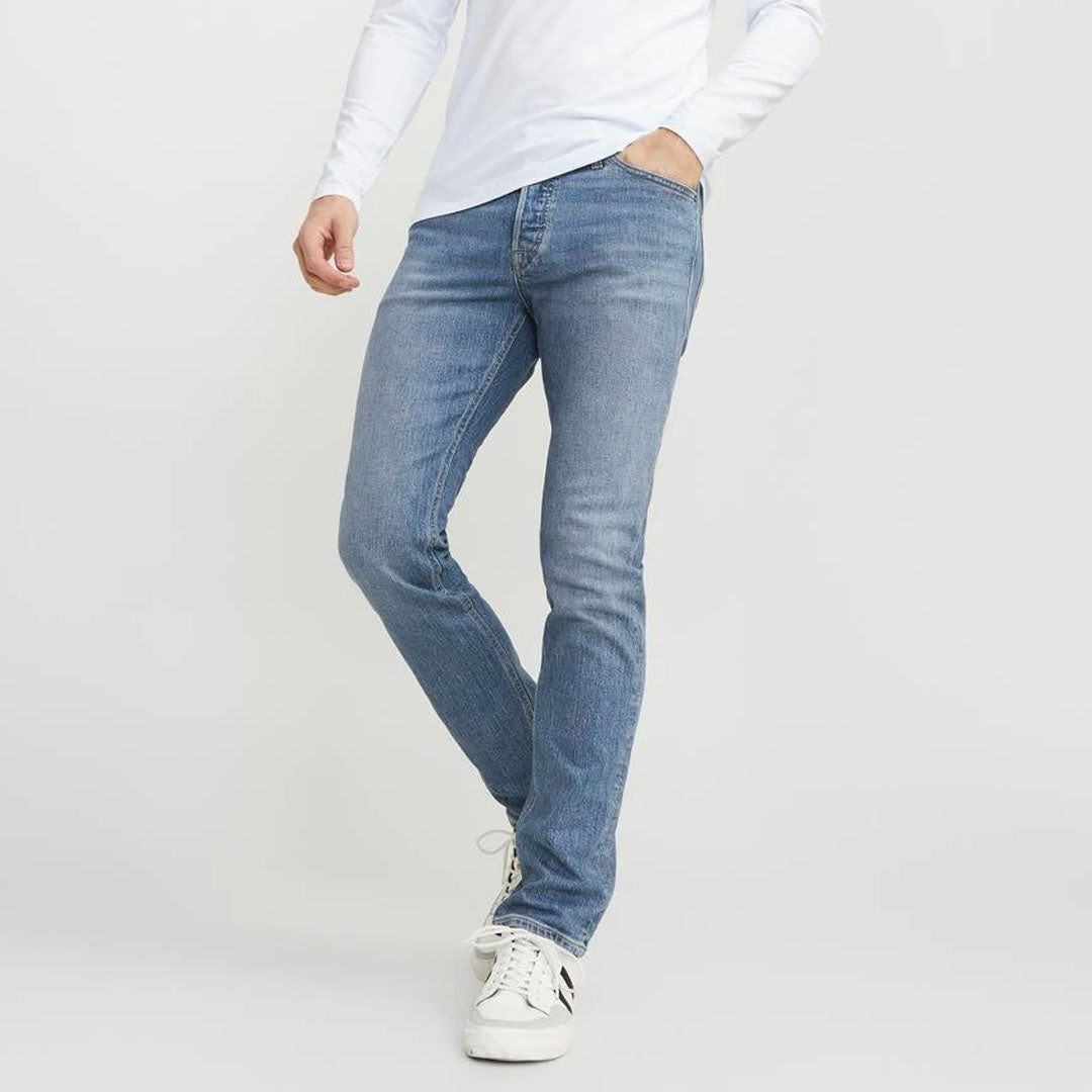 JJ slim straight fit comfort stretchable light blue jeans for men