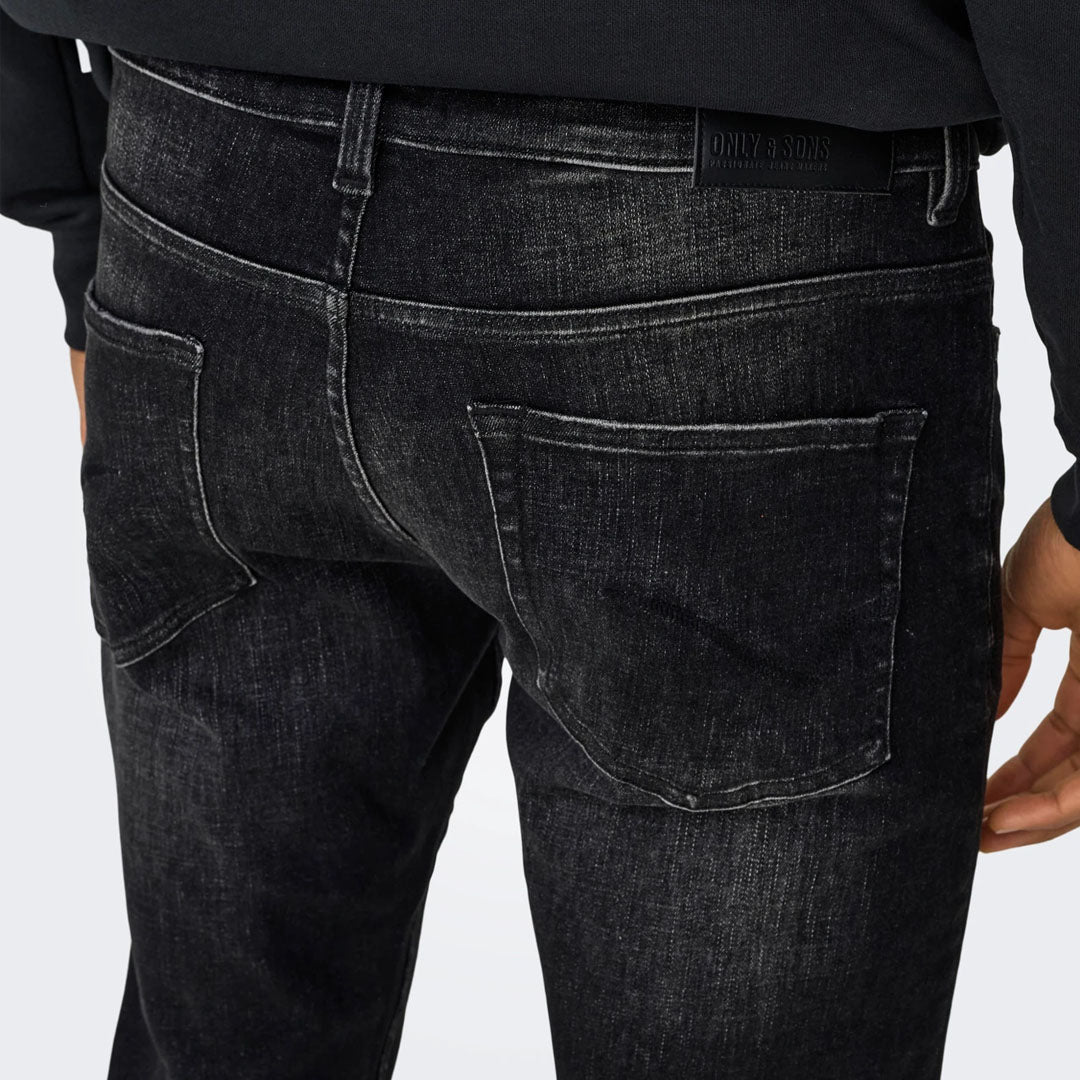 on-ly slim fit stretchable faded black jeans for men