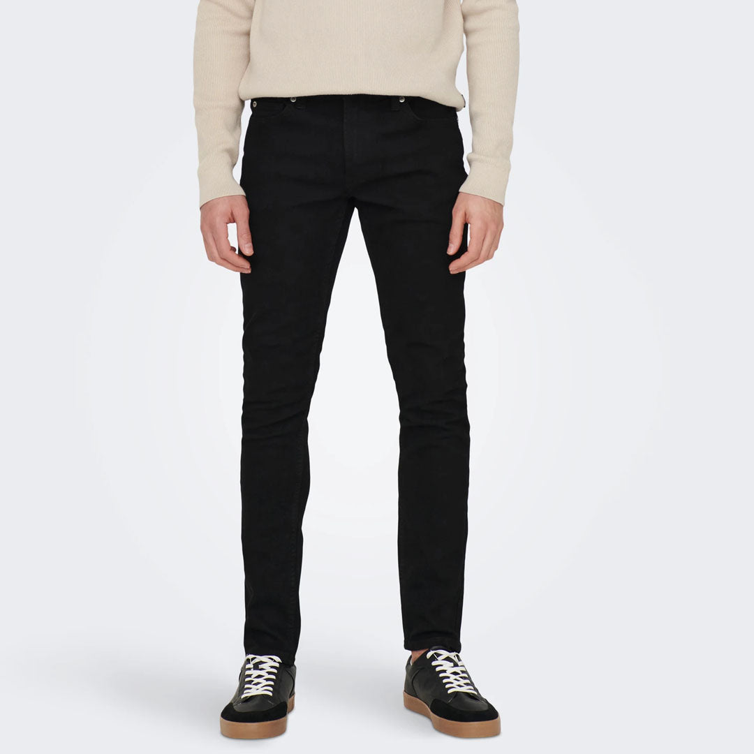 on-ly slim fit stretchable black jeans for men