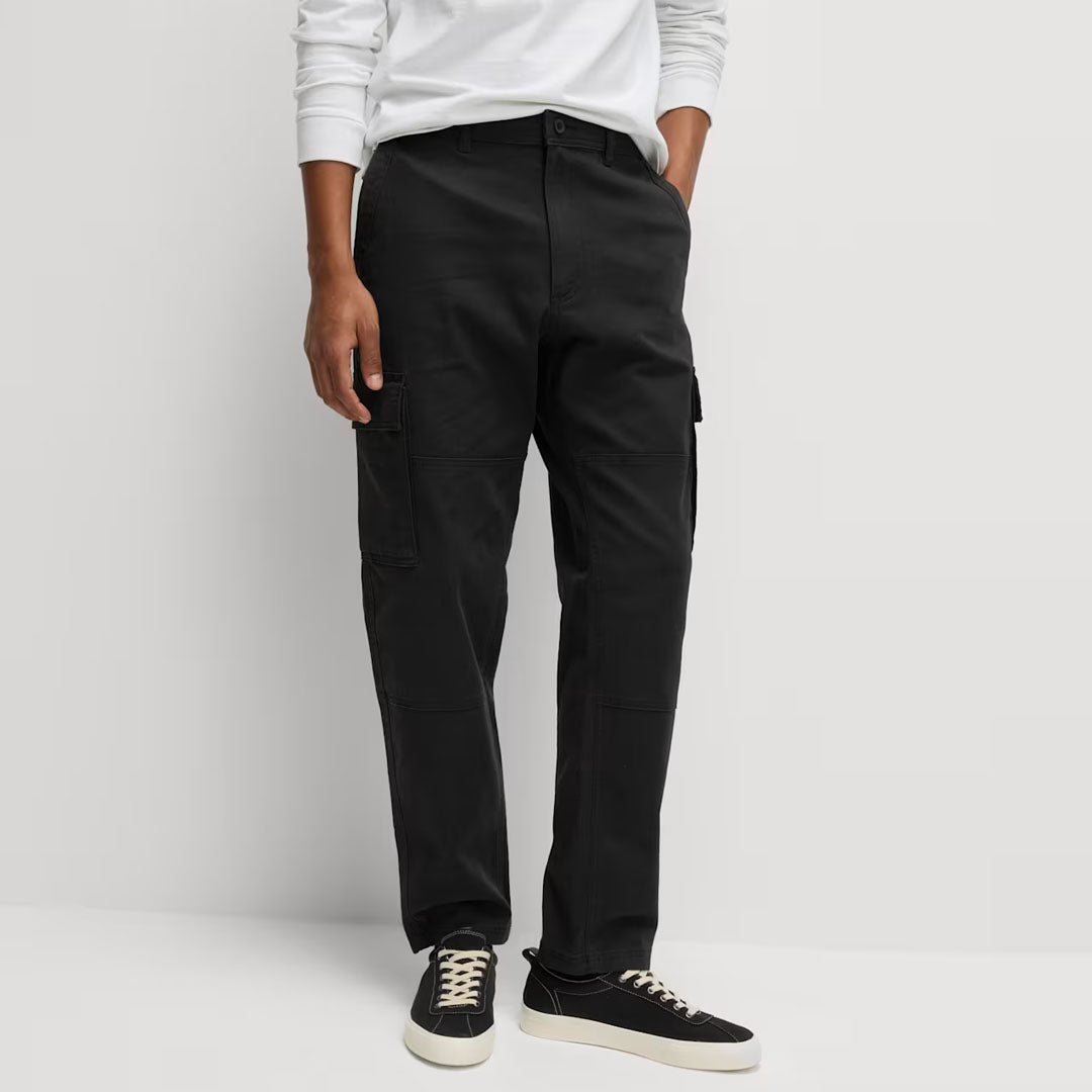MS slim fit jet black 6 pocket cargo pant for men