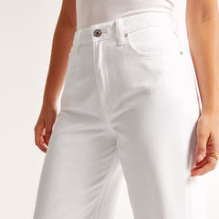 spre wide leg cropped white jeans for women