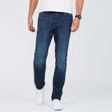 mstang slim straight stretchable dark blue jeans for men