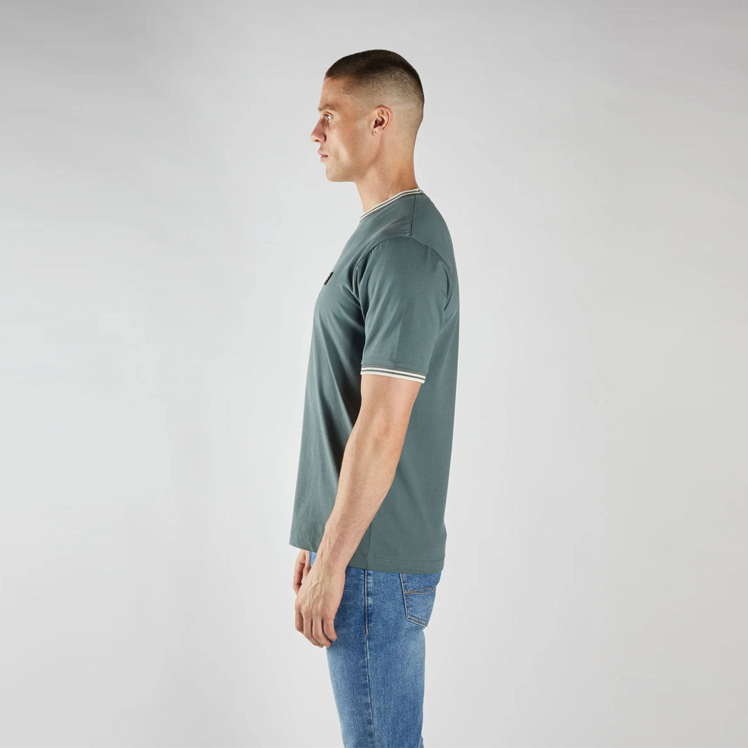 desel contrast crew neck green tee shirt for men