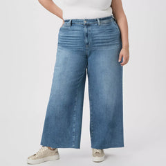 FF extra wide leg high rise stretchable blue jeans for women