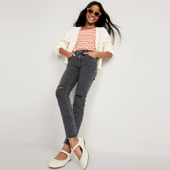 old navy stretchable faded black knees ripped jeans for girls