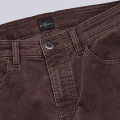 engbrs straight fit stretchable light brown corduroy jeans for men