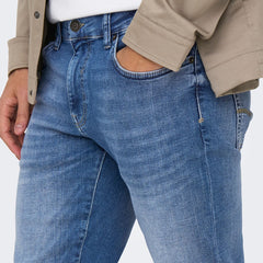 on-ly slim fit stretchable bright blue jeans for men
