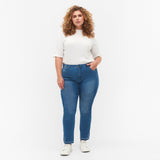 up2fshion slim straight mid blue ankle slit with stone plus size women jeans