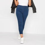 jeny skinny fit stretchable pull one greenish blue short length/capri jegging jeans for women
