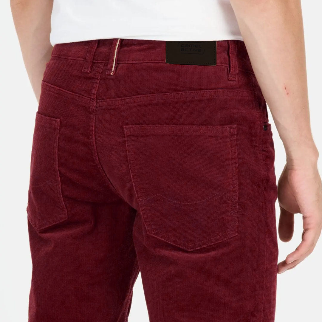 actve Regular fit stretchable maroon corduroy jeans for men