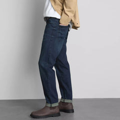 pmark slim fit stretchable dark blue jeans for men