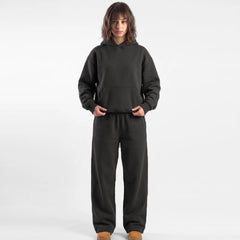 ZR drop shoulder / baggy unisex cotton dark grey tracksuit for winter