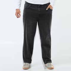 MS plus size straight fit faded black jeans for men