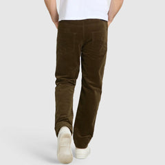 MC modren fit stretchable light brown corduroy jeans for men