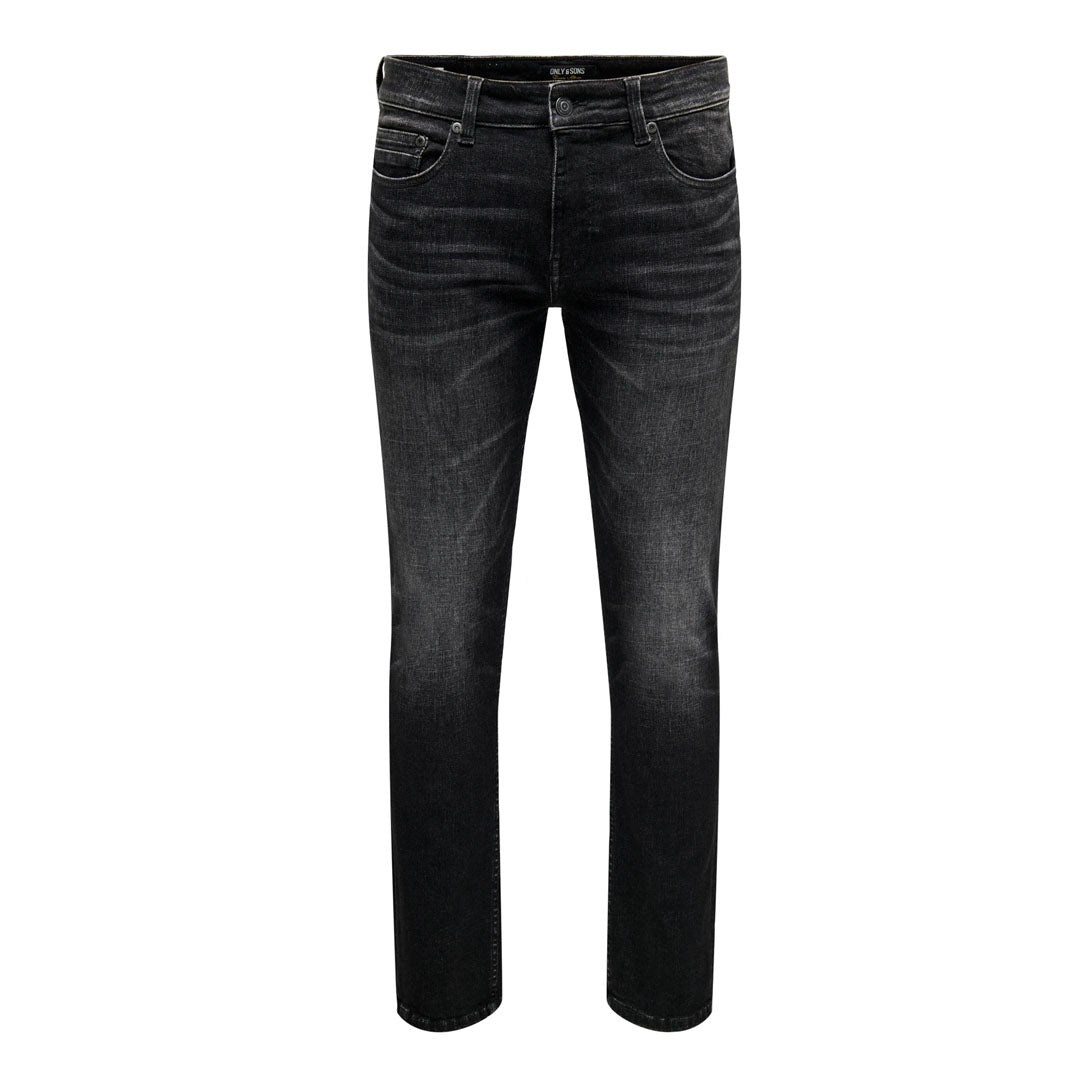 on-ly slim fit stretchable faded black jeans for men